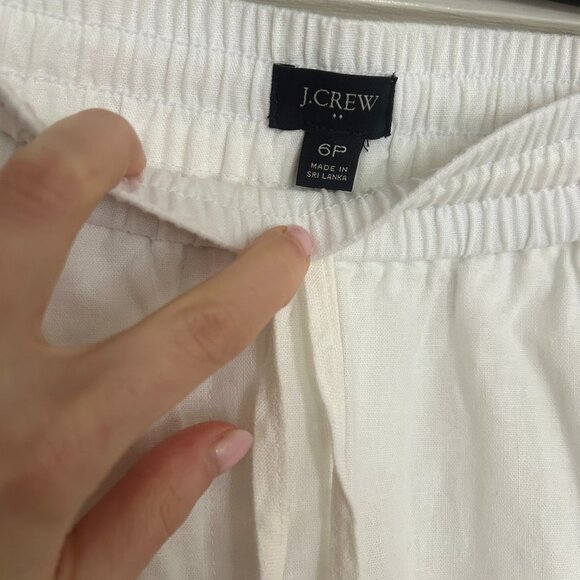 J. Crew White Linen Cropped Drawstring Pants (6 Petite) - Picture 4 of 5